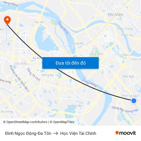 Đình Ngọc Động-Đa Tốn to Học Viện Tài Chính map