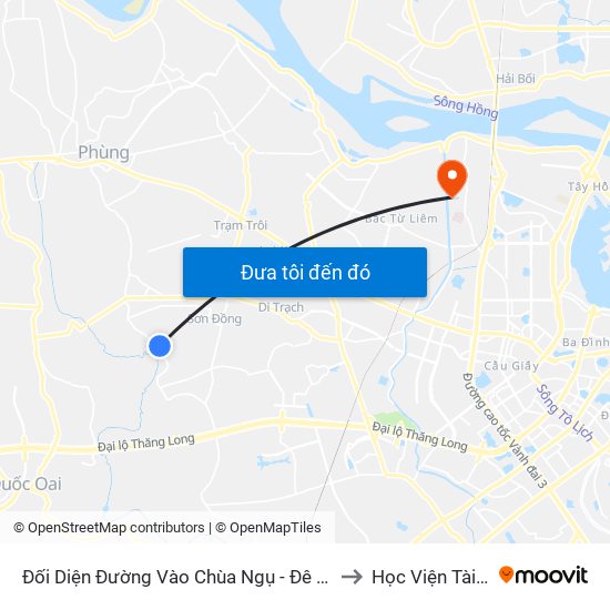 Đối Diện Đường Vào Chùa Ngụ - Đê Song Phương to Học Viện Tài Chính map