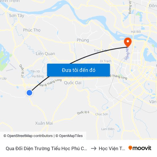Qua Đối Diện Trường Tiểu Học Phú Cát 50m - Xã Phú Cát to Học Viện Tài Chính map