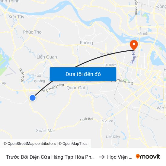 Trước Đối Diện Cửa Hàng Tạp Hóa Phương Tài - Thôn 7 - Phú Cát to Học Viện Tài Chính map