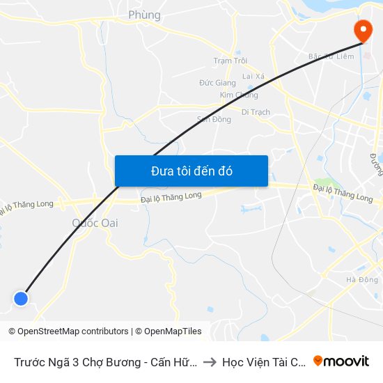 Trước Ngã 3 Chợ Bương - Cấn Hữu 30m to Học Viện Tài Chính map