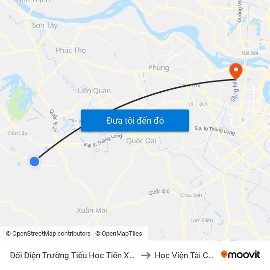 Đối Diện Trường Tiểu Học Tiến Xuân A to Học Viện Tài Chính map