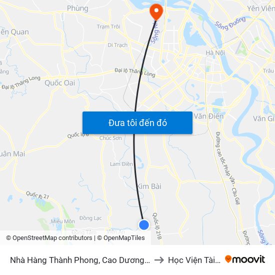 Nhà Hàng Thành Phong, Cao Dương - Tỉnh Lộ 429 to Học Viện Tài Chính map