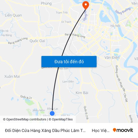 Đối Diện Cửa Hàng Xăng Dầu Phúc Lâm Thôn Chân Chim, Phúc Lâm - Tỉnh Lộ 429 to Học Viện Tài Chính map