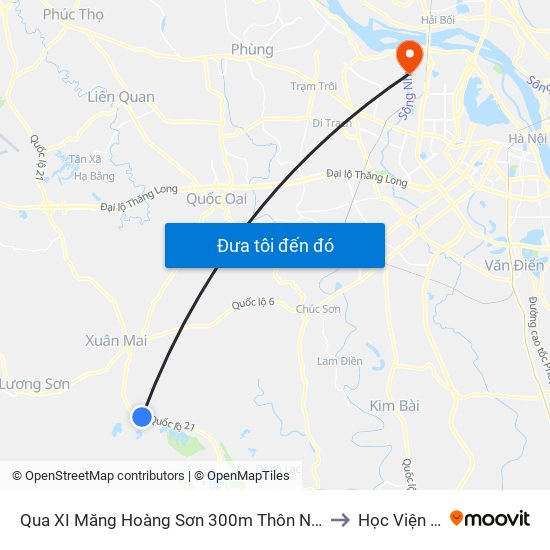 Qua XI Măng Hoàng Sơn 300m Thôn Nam Sơn - Đường Hồ Chí Minh to Học Viện Tài Chính map