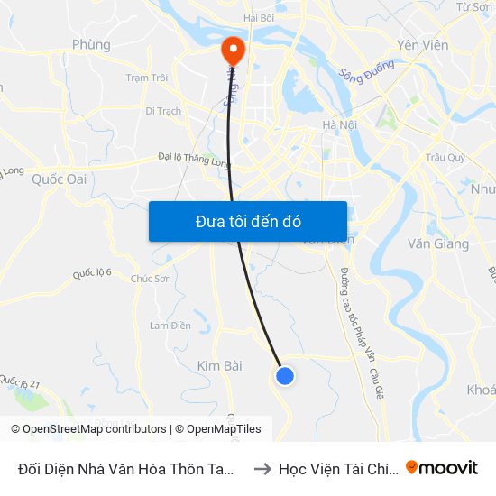 Đối Diện Nhà Văn Hóa Thôn Tam Đa to Học Viện Tài Chính map