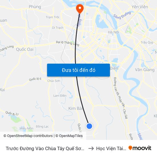 Trước Đường Vào Chùa Tây Quế Sơn Khoảng 50m to Học Viện Tài Chính map