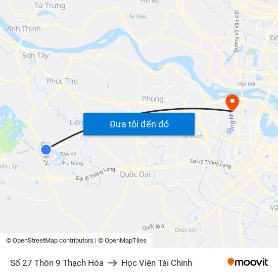 Số 27 Thôn 9 Thạch Hòa to Học Viện Tài Chính map