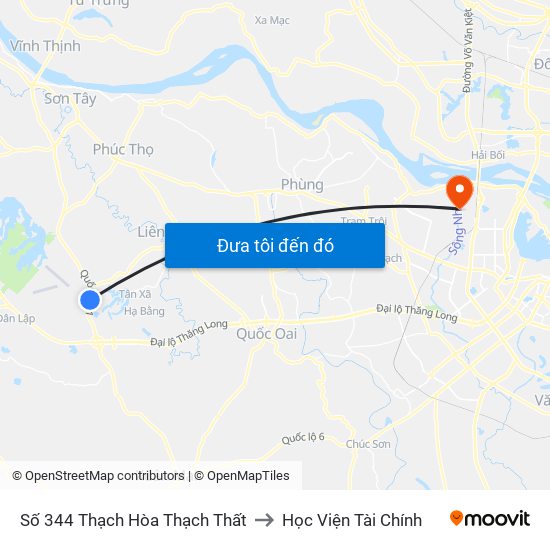 Số 344 Thạch Hòa Thạch Thất to Học Viện Tài Chính map