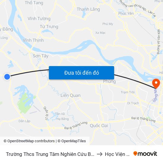 Trường Thcs Trung Tâm Nghiên Cứu Bò Và Đồng Cỏ Ba Vì, Đt87 to Học Viện Tài Chính map