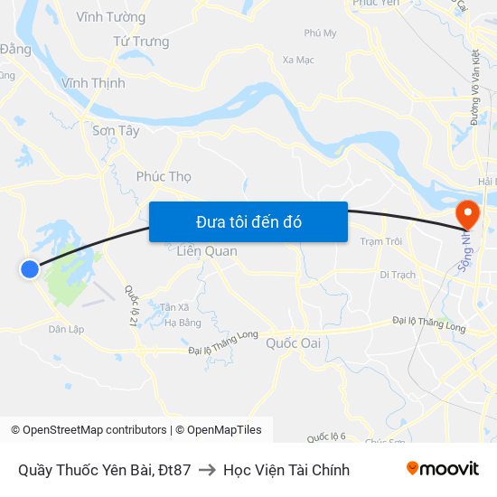 Quầy Thuốc Yên Bài, Đt87 to Học Viện Tài Chính map