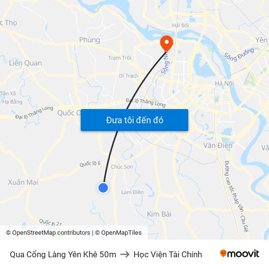 Qua Cổng Làng Yên Khê 50m to Học Viện Tài Chính map