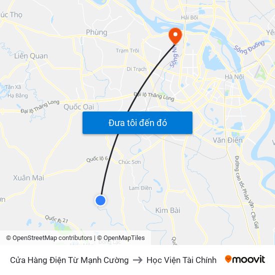 Cửa Hàng Điện Từ Mạnh Cường to Học Viện Tài Chính map