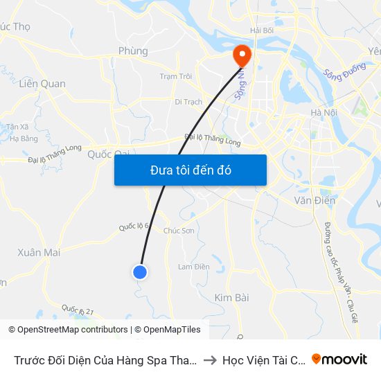 Trước Đối Diện Của Hàng Spa Thanh Tính to Học Viện Tài Chính map