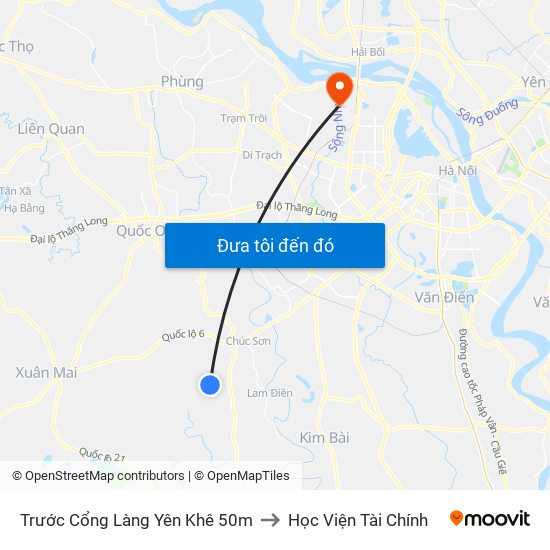 Trước Cổng Làng Yên Khê 50m to Học Viện Tài Chính map