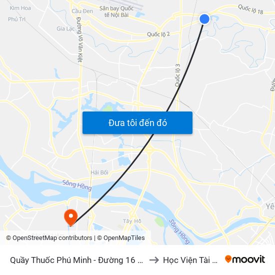 Quầy Thuốc Phú Minh - Đường 16 - Sóc Sơn to Học Viện Tài Chính map