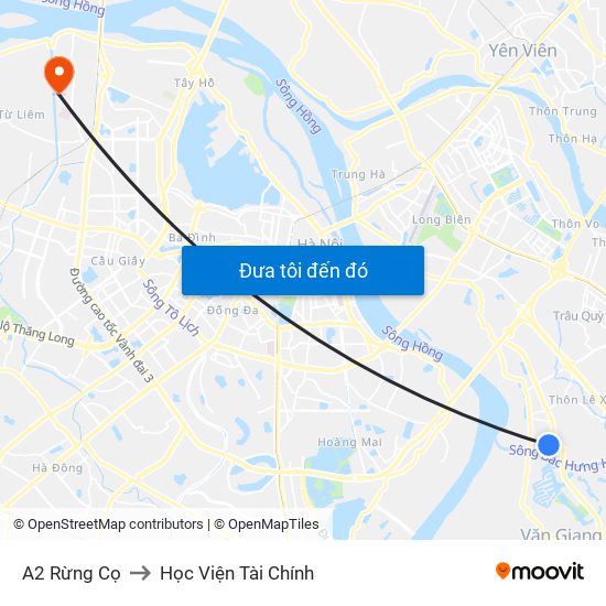 A2 Rừng Cọ to Học Viện Tài Chính map