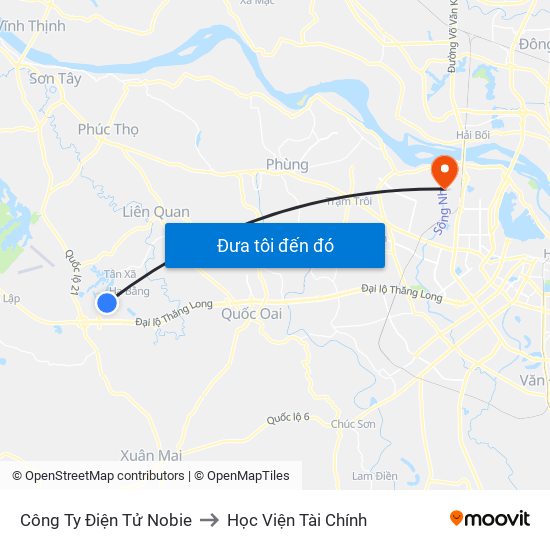 Công Ty Điện Tử Nobie to Học Viện Tài Chính map