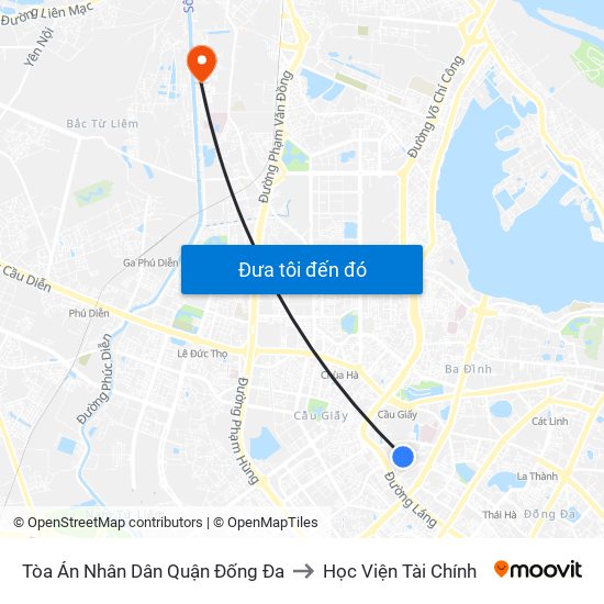 Tòa Án Nhân Dân Quận Đống Đa to Học Viện Tài Chính map