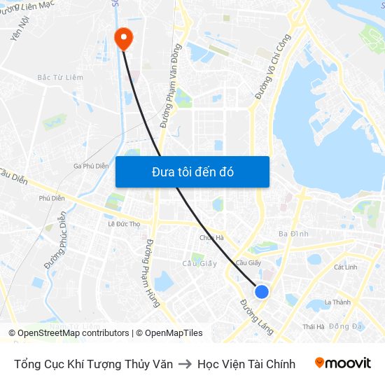 Tổng Cục Khí Tượng Thủy Văn to Học Viện Tài Chính map