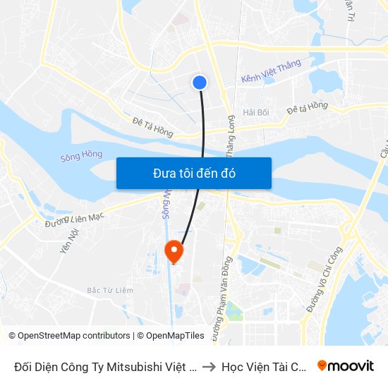 Đối Diện Công Ty Mitsubishi Việt Nam to Học Viện Tài Chính map