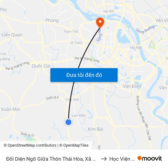 Đối Diện Ngõ Giữa Thôn Thái Hòa, Xã Hợp Đồng, Chương Mỹ, Tl 419 to Học Viện Tài Chính map