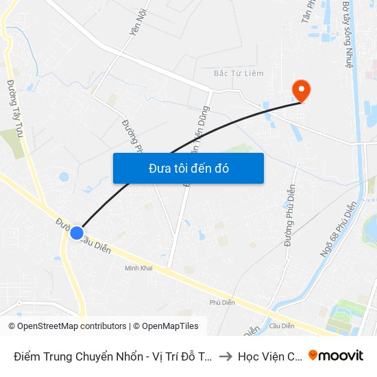Điểm Trung Chuyển Nhổn - Vị Trí Đỗ Tuyến 20, 29, 32 (Chiều Sơn Tây - Hà Nội)- Đường 32 to Học Viện Cảnh Sát Nhân Dân map