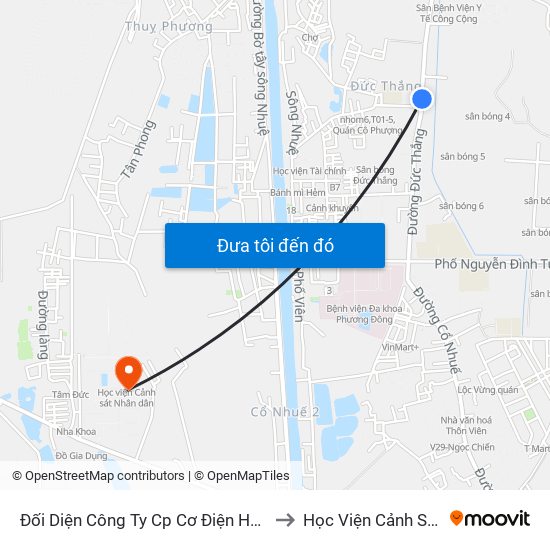 Đối Diện Công Ty Cp Cơ Điện Hn- Đường Đức Thắng to Học Viện Cảnh Sát Nhân Dân map