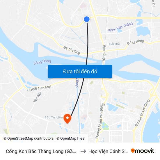 Cổng Kcn Bắc Thăng Long (Gần Cầu Vượt Bộ Hành) to Học Viện Cảnh Sát Nhân Dân map