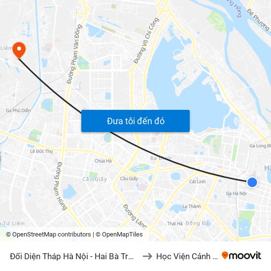 Đối Diện Tháp Hà Nội - Hai Bà Trưng (Cạnh 56 Hai Bà Trưng) to Học Viện Cảnh Sát Nhân Dân map