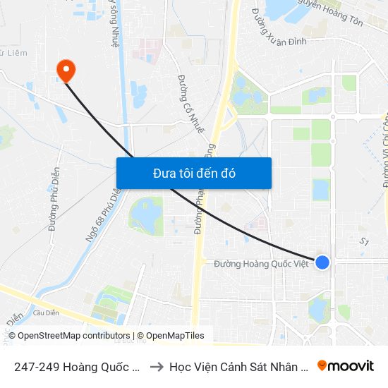 247-249 Hoàng Quốc Việt to Học Viện Cảnh Sát Nhân Dân map