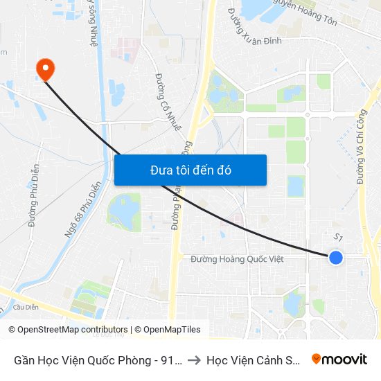 Gần Học Viện Quốc Phòng - 91 Hoàng Quốc Việt to Học Viện Cảnh Sát Nhân Dân map