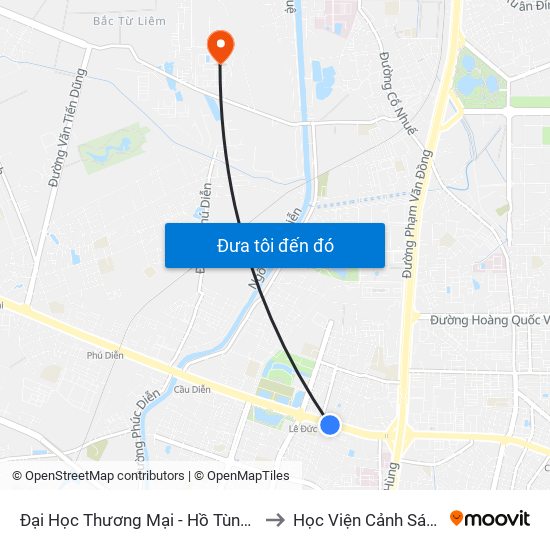 Đại Học Thương Mại - Hồ Tùng Mậu (Cột Sau) to Học Viện Cảnh Sát Nhân Dân map