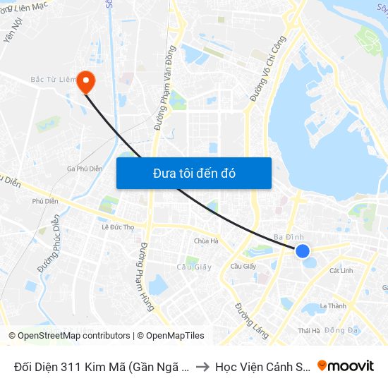 Đối Diện 311 Kim Mã (Gần Ngã 4 Kim Mã - Vạn Bảo) to Học Viện Cảnh Sát Nhân Dân map