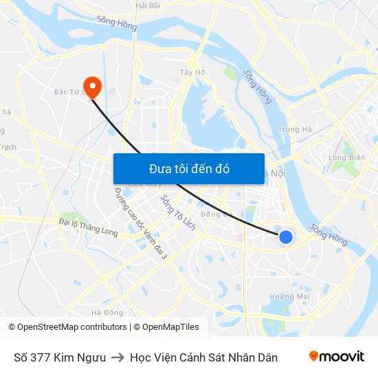 Số 377 Kim Ngưu to Học Viện Cảnh Sát Nhân Dân map