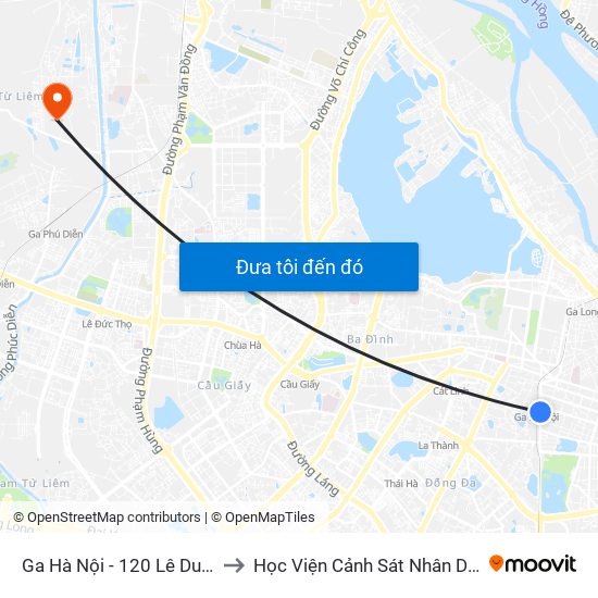Ga Hà Nội - 120 Lê Duẩn to Học Viện Cảnh Sát Nhân Dân map