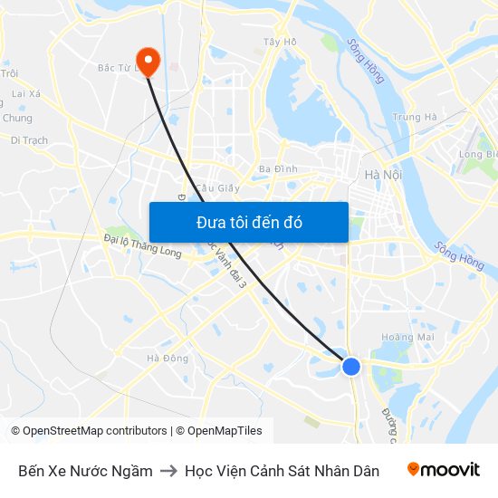 Bến Xe Nước Ngầm to Học Viện Cảnh Sát Nhân Dân map