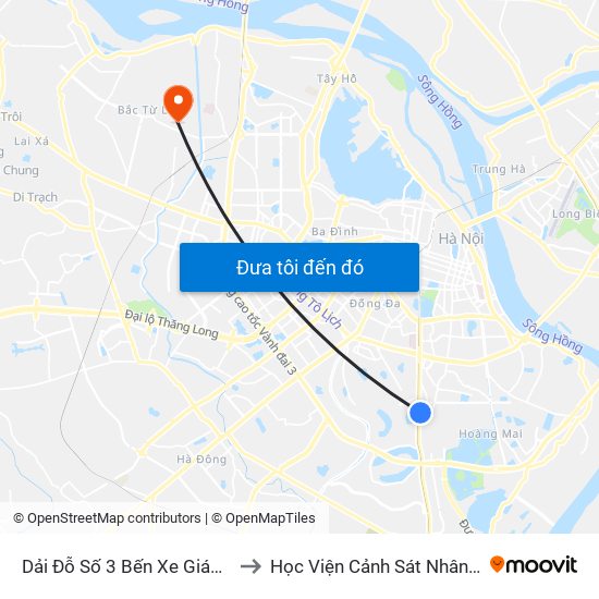 Dải Đỗ Số 3 Bến Xe Giáp Bát to Học Viện Cảnh Sát Nhân Dân map