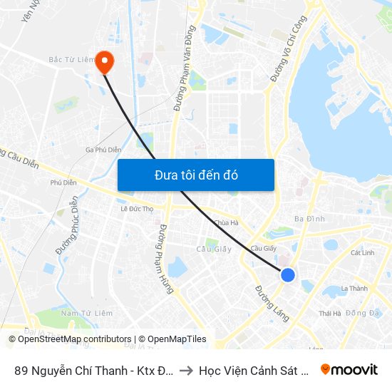 89 Nguyễn Chí Thanh - Ktx Đại Học Luật to Học Viện Cảnh Sát Nhân Dân map