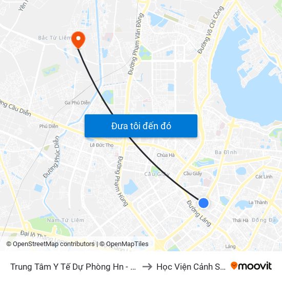 Trung Tâm Y Tế Dự Phòng Hn - 70 Nguyễn Chí Thanh to Học Viện Cảnh Sát Nhân Dân map