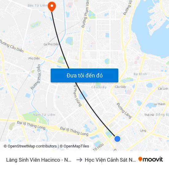 Làng Sinh Viên Hacinco - Nguyễn Tuân to Học Viện Cảnh Sát Nhân Dân map