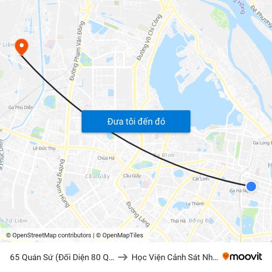 65 Quán Sứ (Đối Diện 80 Quán Sứ) to Học Viện Cảnh Sát Nhân Dân map