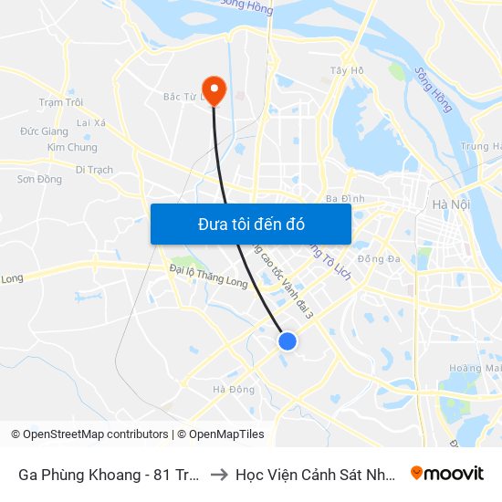 Ga Phùng Khoang - 81 Trần Phú to Học Viện Cảnh Sát Nhân Dân map