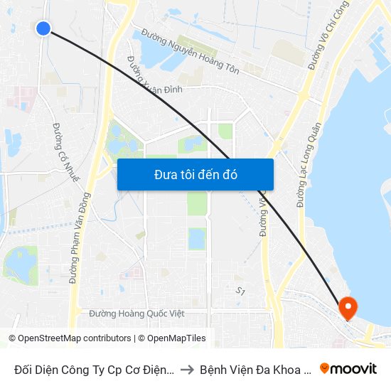 Đối Diện Công Ty Cp Cơ Điện Hn- Đường Đức Thắng to Bệnh Viện Đa Khoa Quốc Tế Thu Cúc map