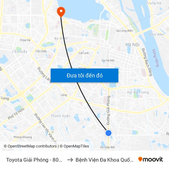 Toyota Giải Phóng - 807 Giải Phóng to Bệnh Viện Đa Khoa Quốc Tế Thu Cúc map