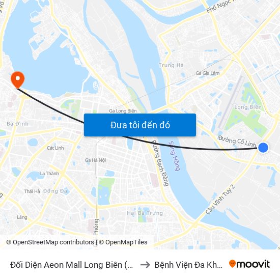 Đối Diện Aeon Mall Long Biên (Cột Điện T4a/2a-B Đường Cổ Linh) to Bệnh Viện Đa Khoa Quốc Tế Thu Cúc map