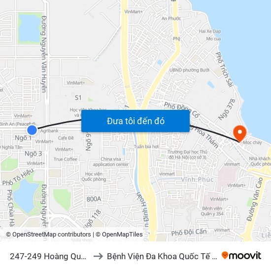 247-249 Hoàng Quốc Việt to Bệnh Viện Đa Khoa Quốc Tế Thu Cúc map