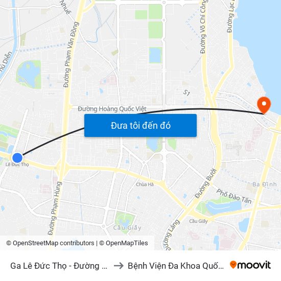 Ga Lê Đức Thọ - Đường Hồ Tùng Mậu to Bệnh Viện Đa Khoa Quốc Tế Thu Cúc map