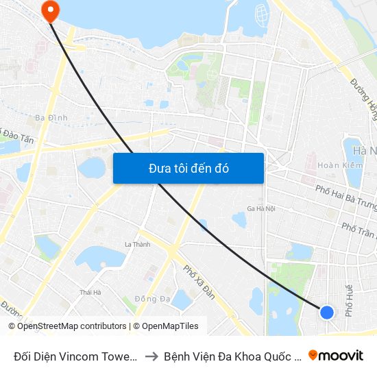 Đối Diện Vincom Tower - Bà Triệu to Bệnh Viện Đa Khoa Quốc Tế Thu Cúc map