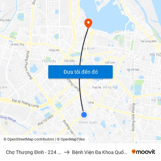 Chợ Thượng Đình - 224 Nguyễn Trãi to Bệnh Viện Đa Khoa Quốc Tế Thu Cúc map